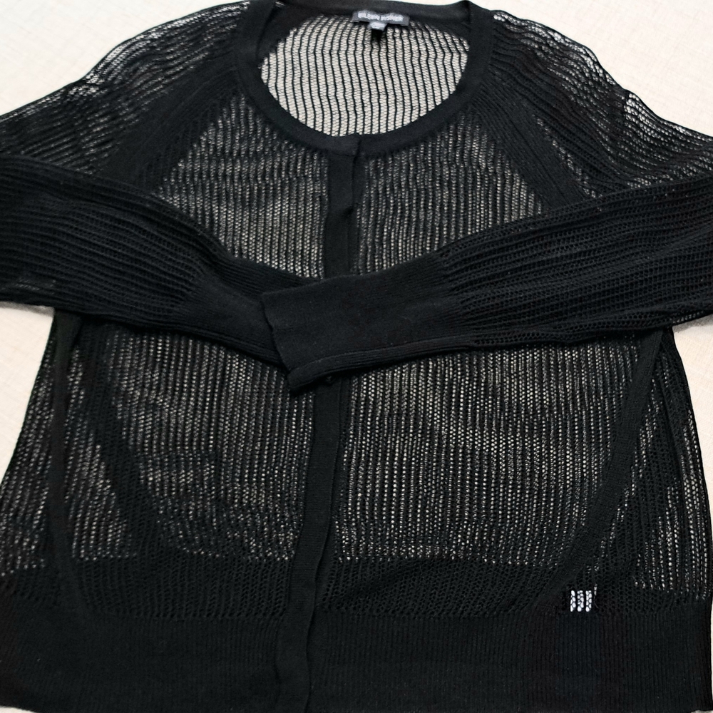 Eileen Fisher Black Sheer Cardigan